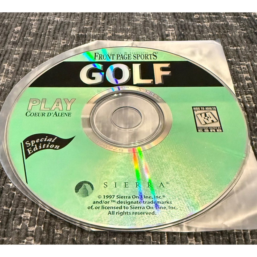 Sierra Front Page Sports Golf PC Game Disc Coeur D'Alene Special Edition 1997 CD